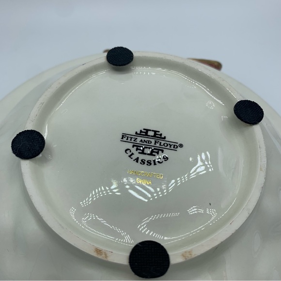 Fitz and Floyd Christmas Candy Bowl 1996 Wreath Mistletoe Floral Hand Painted - Picture 8 of 8